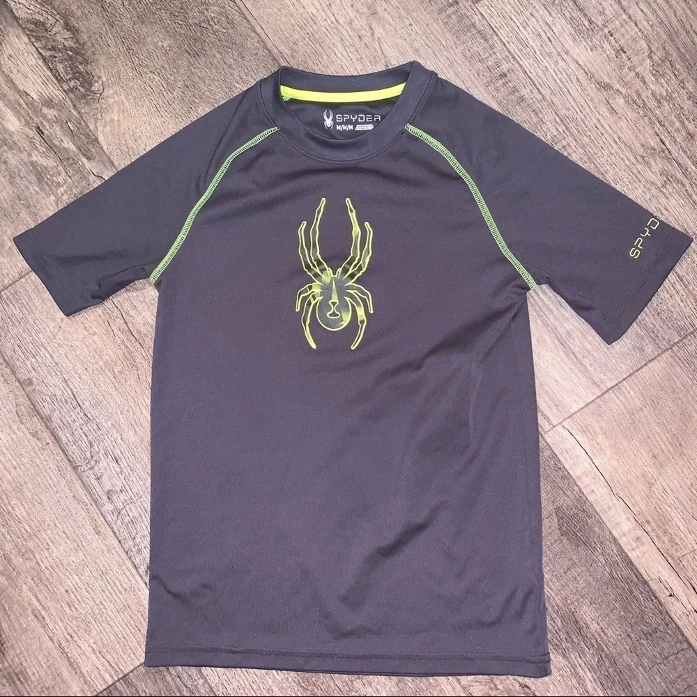 Boys Medium Spyder Gray-Green‎ SS Shirt